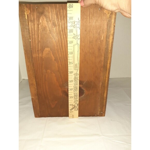 Vtg 1980's Boho Handmade Rustic Solid Wood Rectangle Caddy Tote Brown Painted - Picture 8 of 11